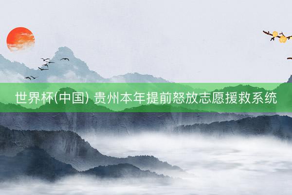 世界杯(中国) 贵州本年提前怒放志愿援救系统