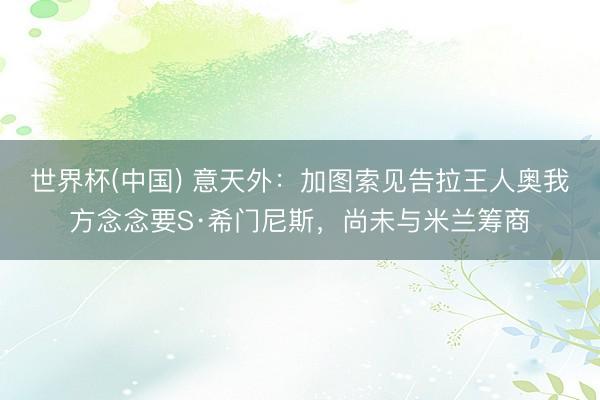 世界杯(中国) 意天外：加图索见告拉王人奥我方念念要S·希门尼斯，尚未与米兰筹商