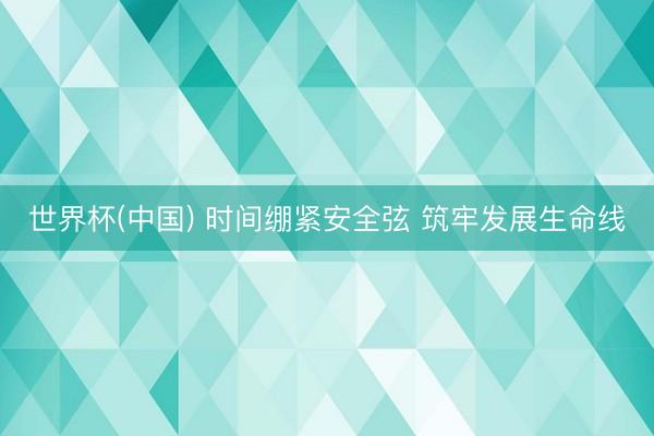 世界杯(中国) 时间绷紧安全弦 筑牢发展生命线