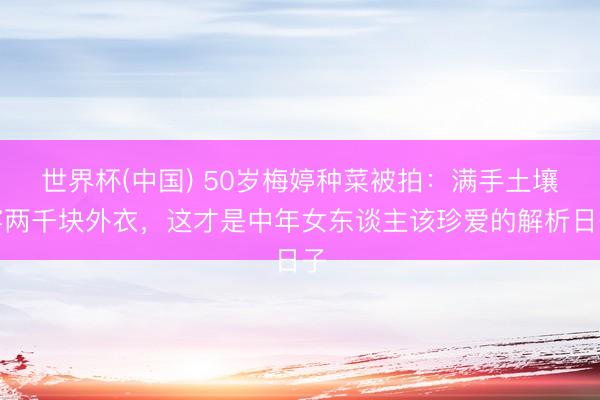 世界杯(中国) 50岁梅婷种菜被拍：满手土壤穿两千块外衣，这才是中年女东谈主该珍爱的解析日子